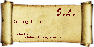 Simig Lili névjegykártya